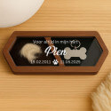 Gepersonaliseerd houten bewaardoosje voor hond - aandenken met gegraveerde naam, data & eerbetoon en pootafdruk ontwerp