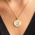 Gepersonaliseerde ronde honden urn ketting - as-hanger met gegraveerde foto-tekening en naam