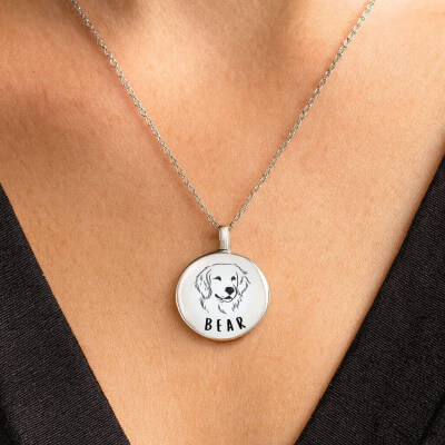 Gepersonaliseerde ronde honden urn ketting -...