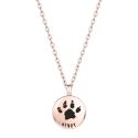 Gepersonaliseerde ronde honden urn ketting - as-hanger met gegraveerde pootafdruk en naam