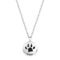 Gepersonaliseerde ronde honden urn ketting - as-hanger met gegraveerde pootafdruk en naam