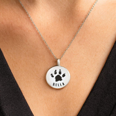 Gepersonaliseerde ronde honden urn ketting -...