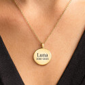 Gepersonaliseerde ronde honden urn ketting - as-hanger met gegraveerde naam en data