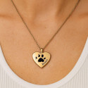 Gepersonaliseerde hartvormige honden urn ketting - as-hanger met gegraveerde pootafdruk en naam