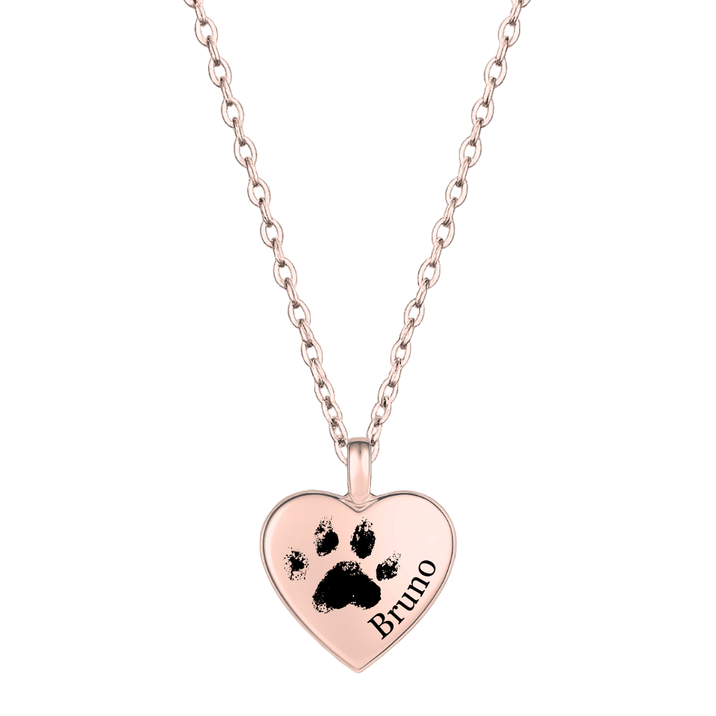 Collier urne funéraire pour cendres de chien cœur personnalisé – Bijou commémoratif avec nom & empreinte de patte gravés