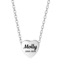 Gepersonaliseerde hartvormige honden urn ketting - as-hanger met schuifketting, gegraveerde naam en data