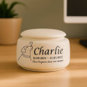 Urne funéraire pour chien personnalisée en céramique – Urne pour chien avec nom, dates, illustration minimaliste & message