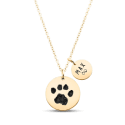 Gepersonaliseerde gedenkketting voor hond - 2 bedels met pootafdruk, naam en data gegraveerd