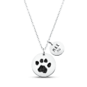 Gepersonaliseerde gedenkketting voor hond - 2 bedels met pootafdruk, naam en data gegraveerd