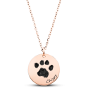 Gepersonaliseerde gedenkketting voor hond - ronde hanger met pootafdruk en naam gegraveerd
