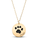 Gepersonaliseerde gedenkketting voor hond - ronde hanger met pootafdruk en naam gegraveerd