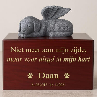 Gepersonaliseerde houten hondenurn met...