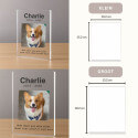 Gepersonaliseerd aandenken hond cadeau - staande acrylplaat met foto, naam & data