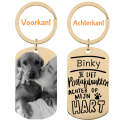 Gepersonaliseerde gedenksleutelhanger voor hond - militaire stijl met foto en persoonlijke tekst gegraveerd