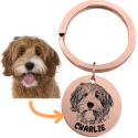 Gepersonaliseerde gedenksleutelhanger voor hond - ronde hanger met foto en naam gegraveerd