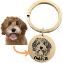 Gepersonaliseerde gedenksleutelhanger voor hond - ronde hanger met foto en naam gegraveerd