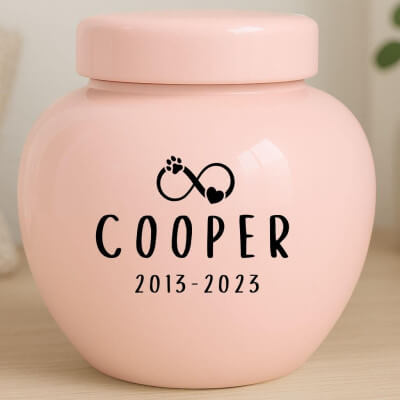 Gepersonaliseerde hondenurn van keramiek - met...